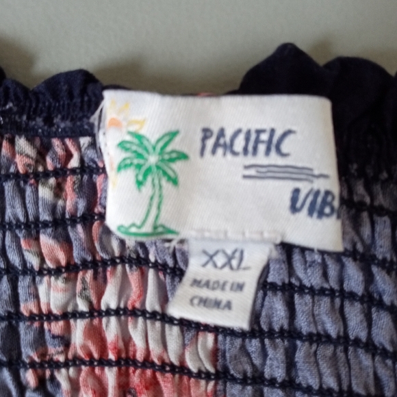 Pacific Vibes Sun Dress XXL Long W/ 2 Leg Slits Floral Spaghetti Strap Stretch - Picture 9 of 14